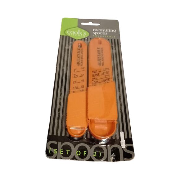 Cook's Kitchen Adjustable Measuring Spoons Set Of 2 Orange - Picture 1 of 3